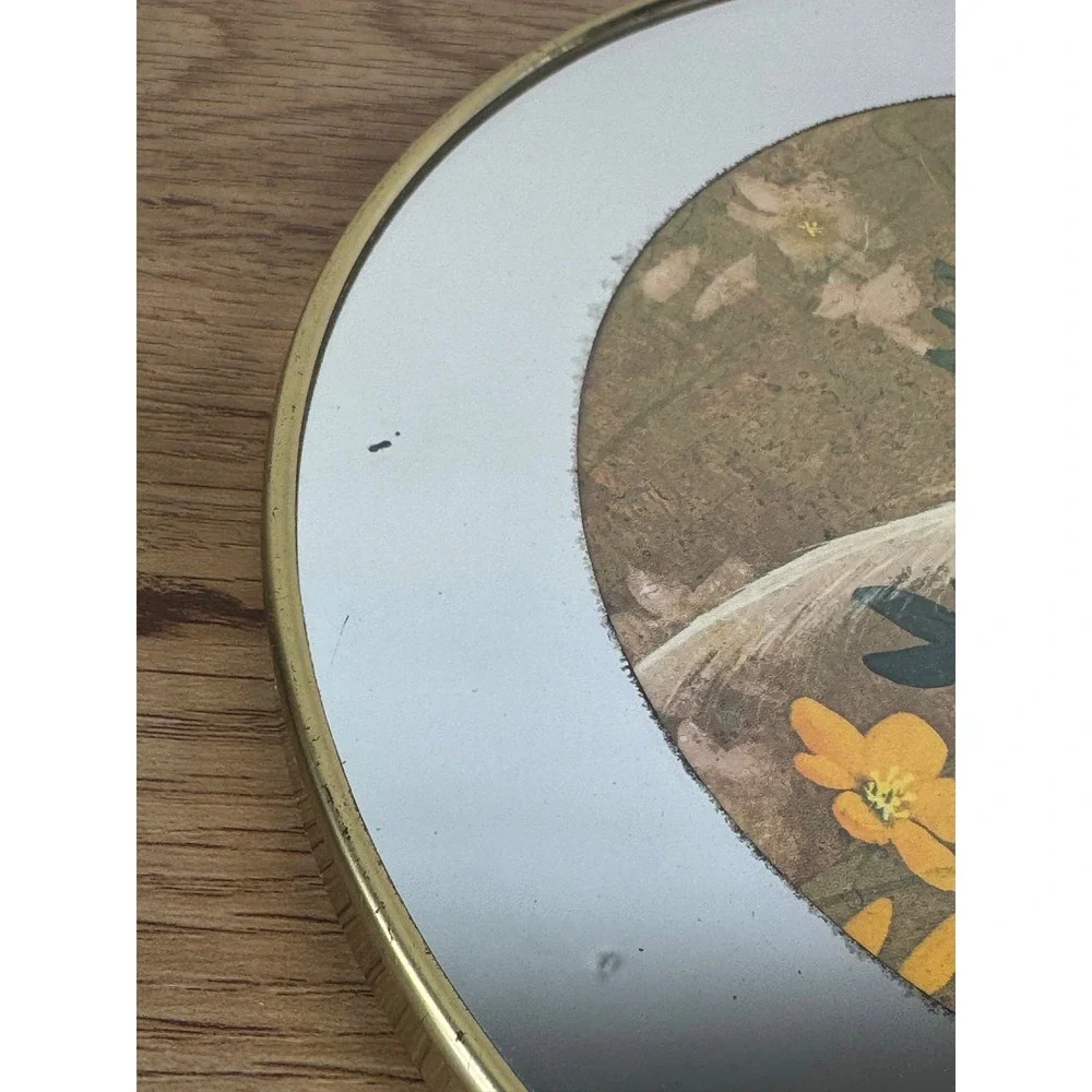 Brytone Round Wall Mirror Vintage Bird Floral Gold Frame 8 in New York NY